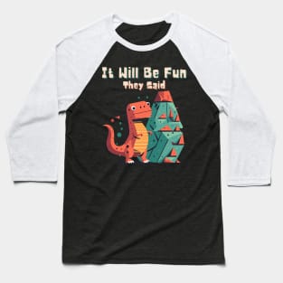 Indoor Rock Climbing Boulderer Bouldering Dinosaur Climber Baseball T-Shirt